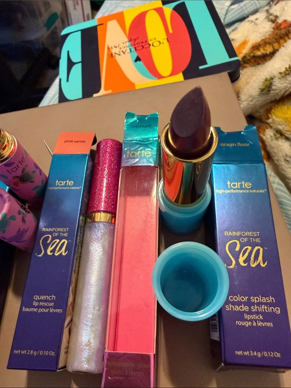 tarte Rainforest of the Sea Lip Set in Aqua, Purple, Pink/Lipstick & Lip Gloss
